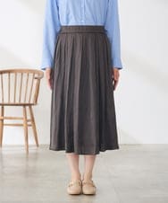 K3HKD18049 a.v.v Elmi(アー・ヴェ・ヴェ) 【低身長サイズ】エアリー サテン フレア スカート ネイビー