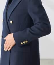 K3JAG08119 a.v.v Elmi(アー・ヴェ・ヴェ) 【低身長サイズ】ダブルブレスト ジャケット【洗える/裏起毛】 ネイビー