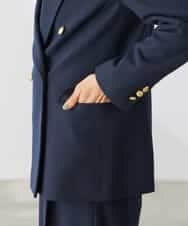 K3JAG08119 a.v.v Elmi(アー・ヴェ・ヴェ) 【低身長サイズ】ダブルブレスト ジャケット【洗える/裏起毛】 ネイビー