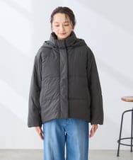 K3JBG10159 a.v.v Elmi(アー・ヴェ・ヴェ) 【低身長サイズ】2WAY スタンドネック ショート ダウン ジャケット ダークグレー