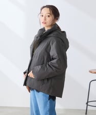 K3JBG10159 a.v.v Elmi(アー・ヴェ・ヴェ) 【低身長サイズ】2WAY スタンドネック ショート ダウン ジャケット ダークグレー