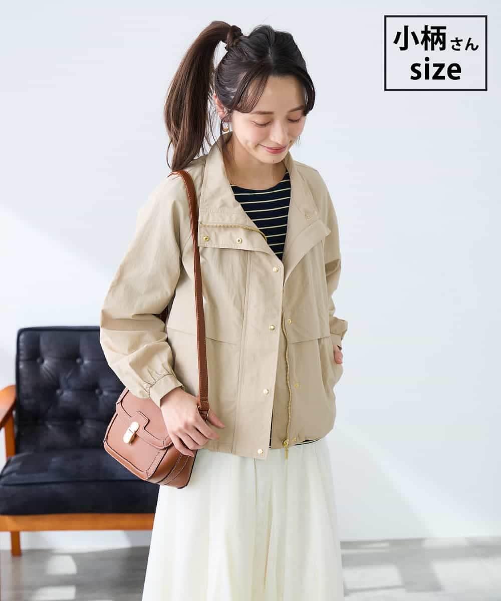 K3JDD07089 a.v.v Elmi(アー・ヴェ・ヴェ) 【低身長サイズ】ナイロンワッシャーブルゾン ベージュ