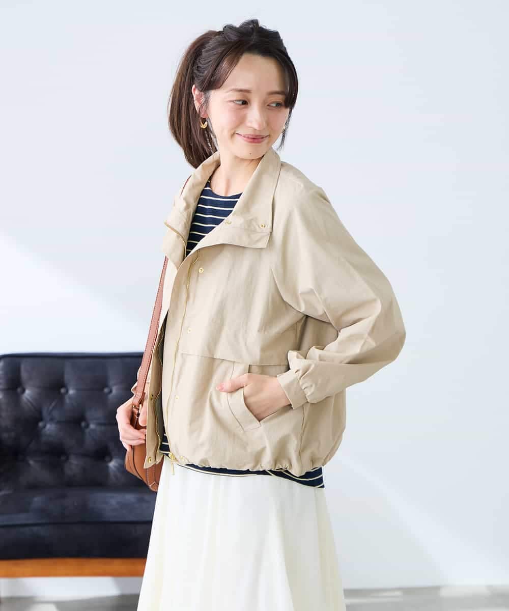 K3JDD07089 a.v.v Elmi(アー・ヴェ・ヴェ) 【低身長サイズ】ナイロンワッシャーブルゾン ベージュ