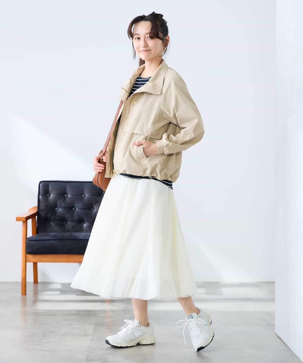 K3JDD07089 a.v.v Elmi(アー・ヴェ・ヴェ) 【低身長サイズ】ナイロンワッシャーブルゾン ベージュ