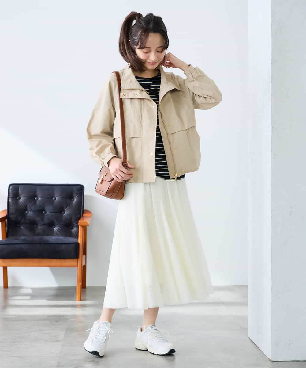 K3JDD07089 a.v.v Elmi(アー・ヴェ・ヴェ) 【低身長サイズ】ナイロンワッシャーブルゾン ベージュ