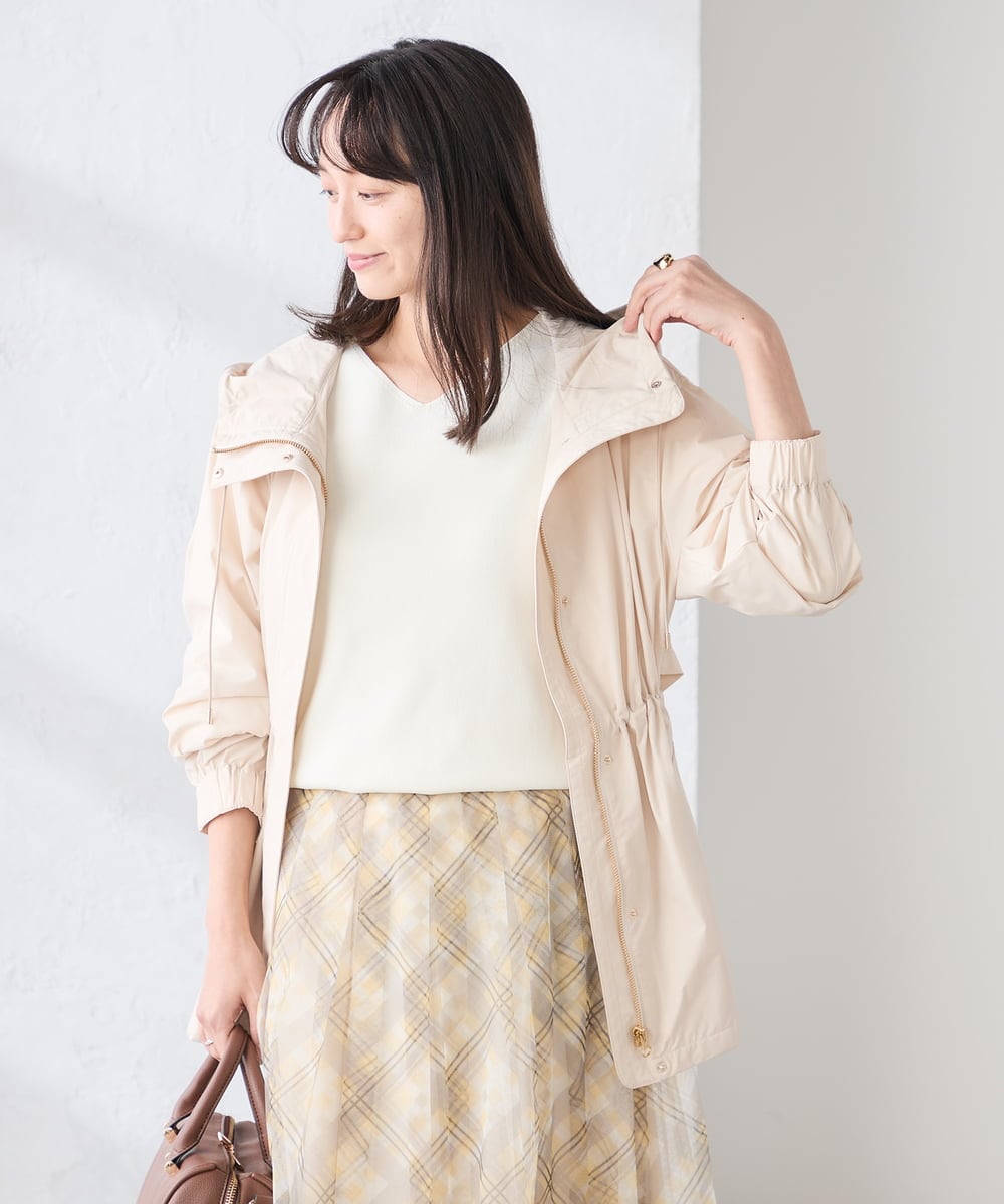 K3JED01089 a.v.v Elmi(アー・ヴェ・ヴェ) 【低身長サイズ】【微撥水】フーテッドブルゾン カーキ