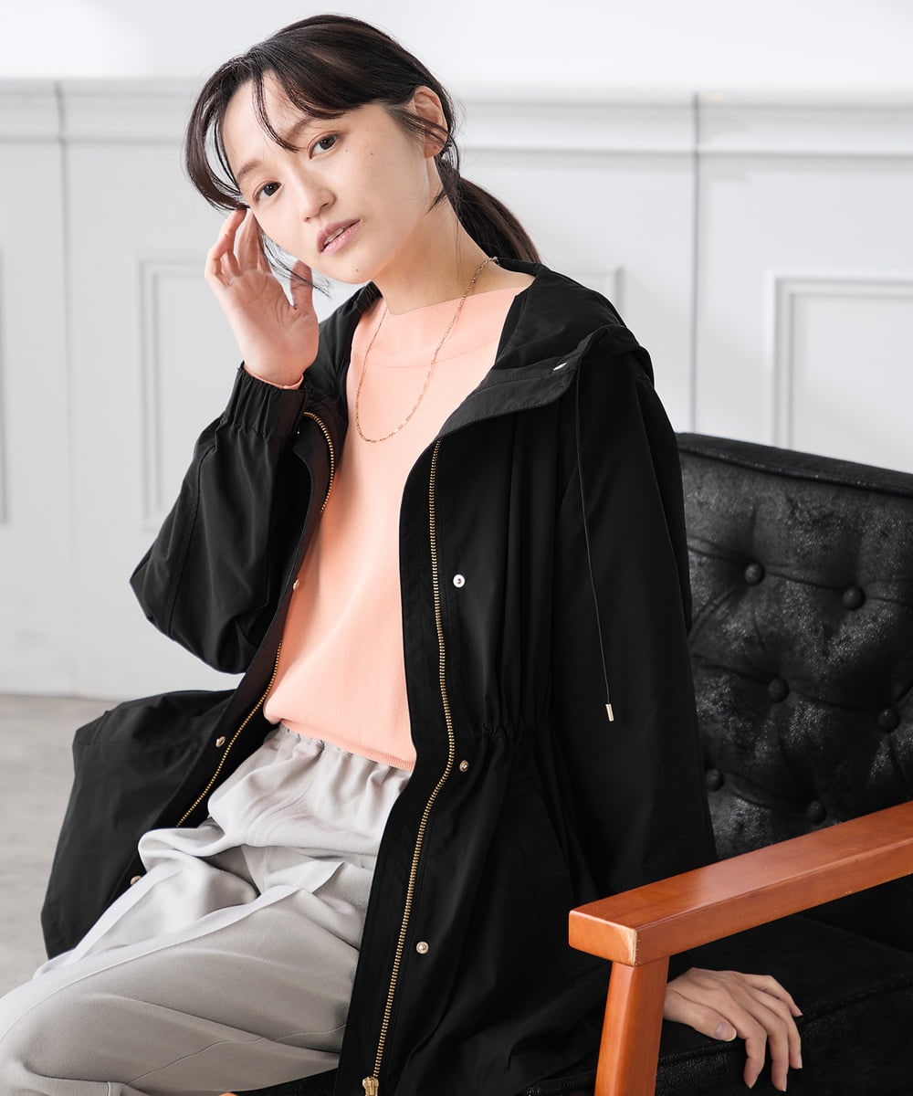 K3JED01089 a.v.v Elmi(アー・ヴェ・ヴェ) 【低身長サイズ】【微撥水】フーテッドブルゾン カーキ