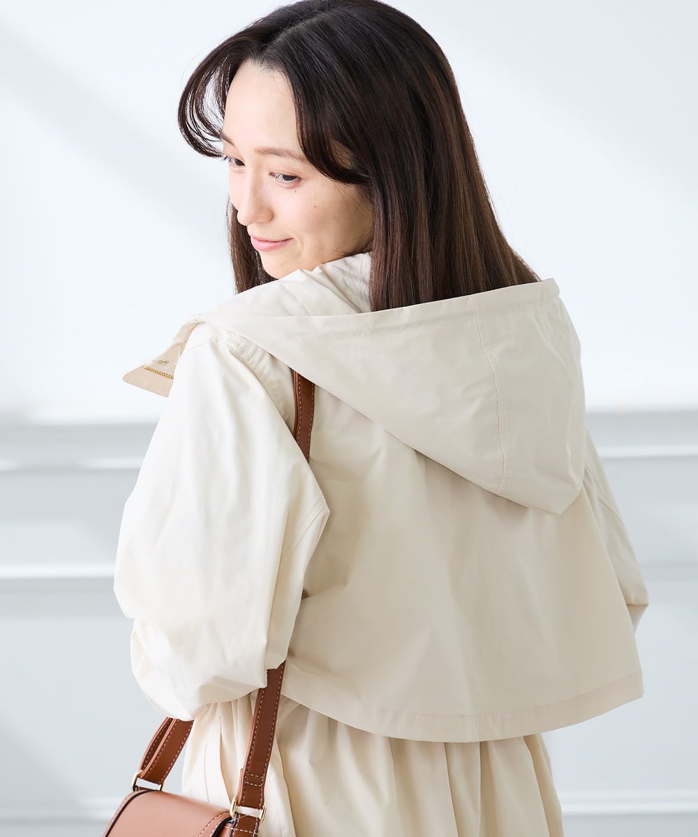 K3JED01089 a.v.v Elmi(アー・ヴェ・ヴェ) 【低身長サイズ/しい様ご紹介】【微撥水】フーテッドブルゾン カーキ