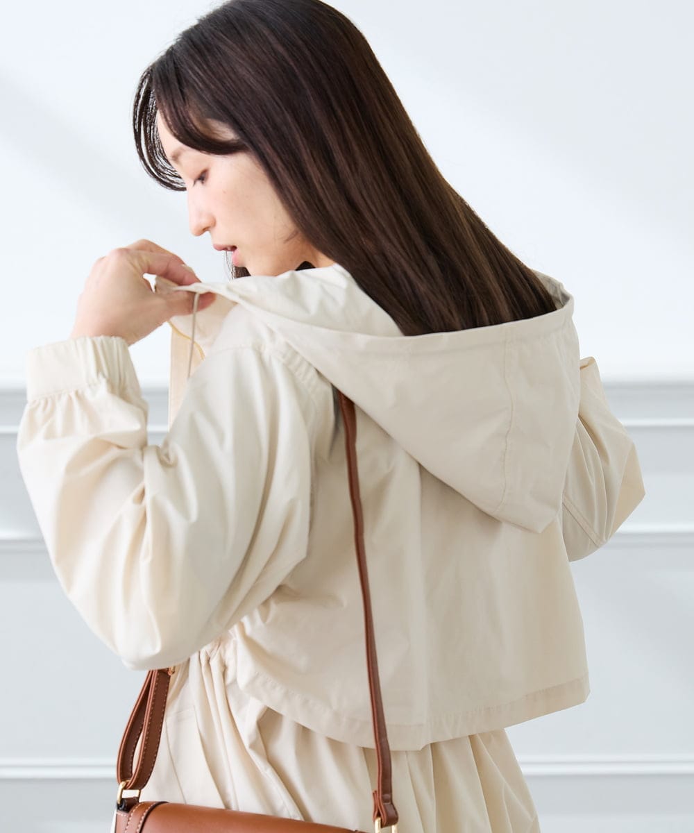 K3JED01089 a.v.v Elmi(アー・ヴェ・ヴェ) 【低身長サイズ/しい様ご紹介】【微撥水】フーテッドブルゾン カーキ