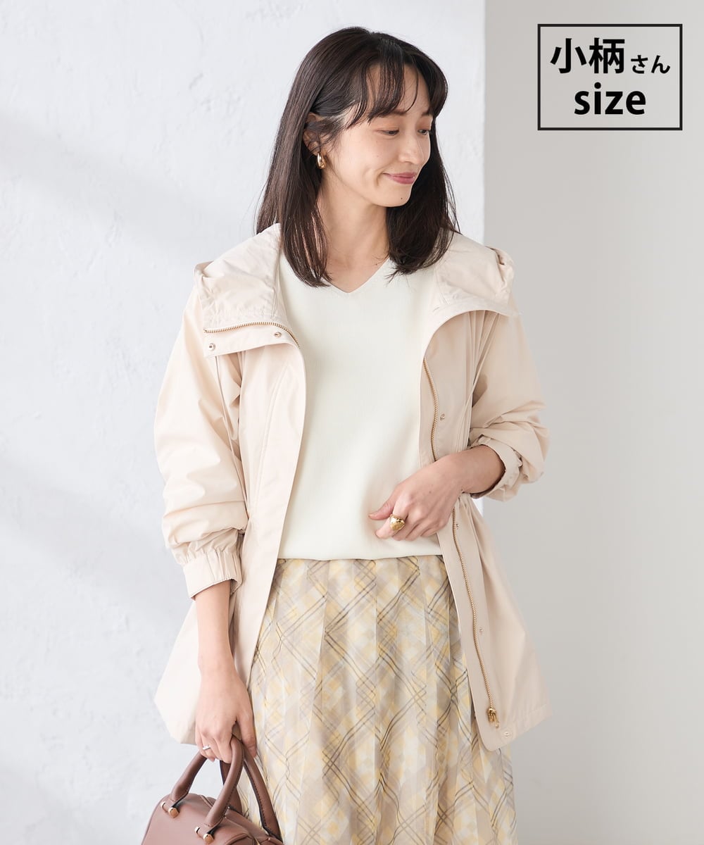 K3JED01089 a.v.v Elmi(アー・ヴェ・ヴェ) 【低身長サイズ】【微撥水】フーテッドブルゾン アイボリー