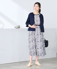 K3JFD02089 a.v.v Elmi(アー・ヴェ・ヴェ) 【低身長サイズ】リネンライクノーカラージップブルゾン【セットアップ対応/接触冷感/UVカット/アンチピリング】 ネイビー