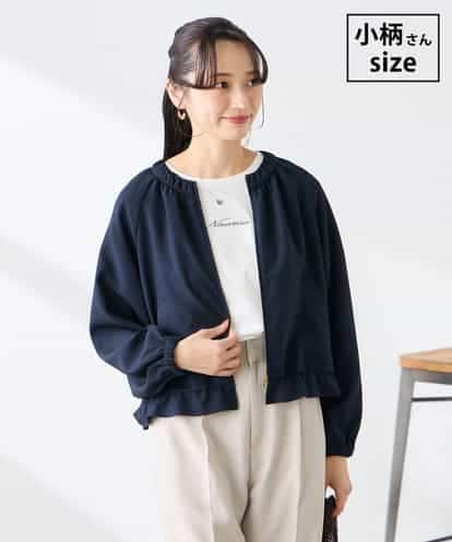 K3JFD02089 a.v.v Elmi 【低身長サイズ/接触冷感/UVカット】リネンライクノーカラージップブルゾン【セットアップ対応/アンチピリング】