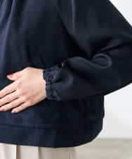 K3JFD02089 a.v.v Elmi(アー・ヴェ・ヴェ) 【低身長サイズ/接触冷感/UVカット】リネンライクノーカラージップブルゾン【セットアップ対応/アンチピリング】 ネイビー