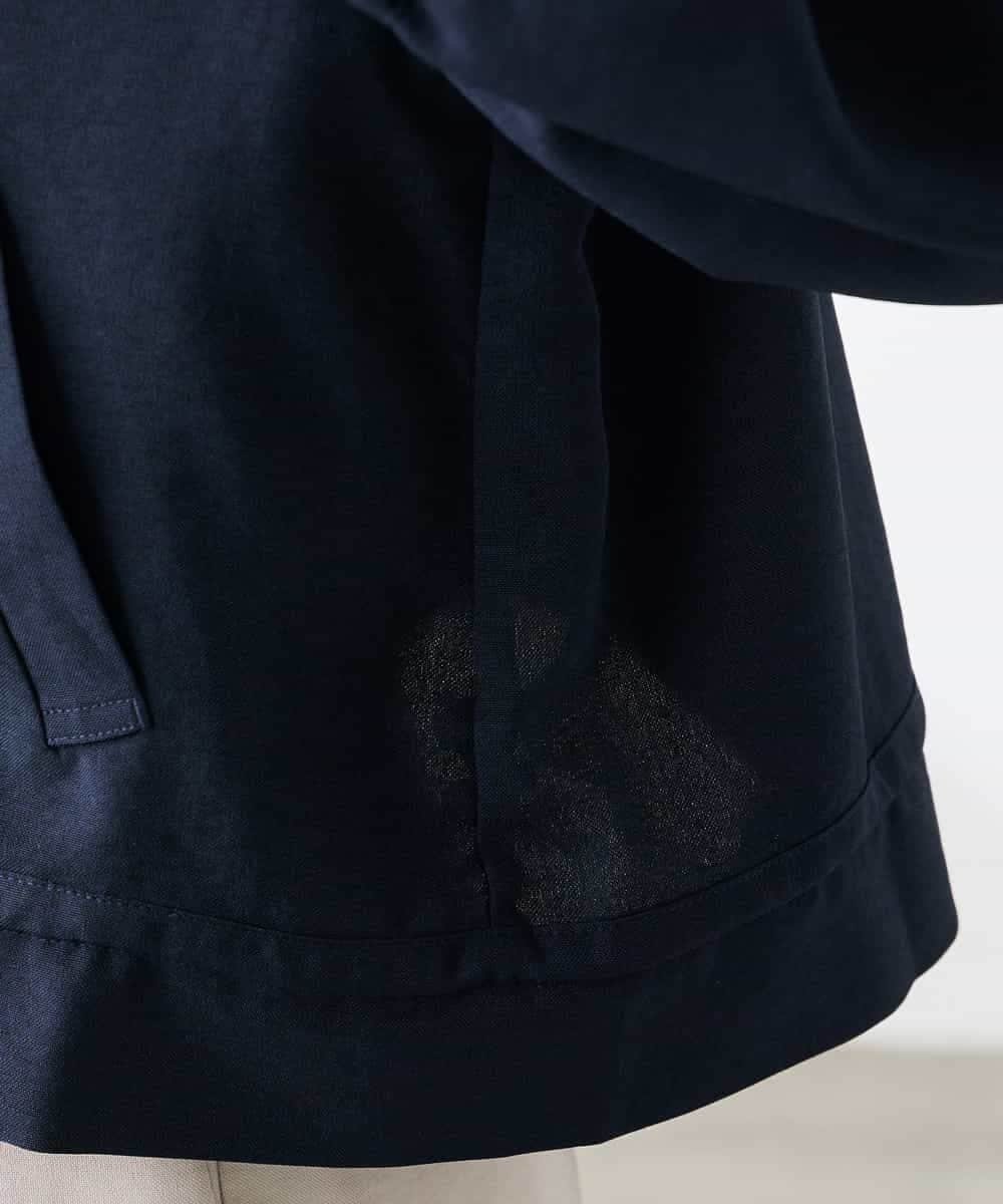 K3JFD02089 a.v.v Elmi(アー・ヴェ・ヴェ) 【低身長サイズ/接触冷感/UVカット】リネンライクノーカラージップブルゾン【セットアップ対応/アンチピリング】 ネイビー