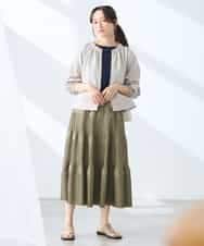 K3JFD02089 a.v.v Elmi(アー・ヴェ・ヴェ) 【低身長サイズ/接触冷感/UVカット】リネンライクノーカラージップブルゾン【セットアップ対応/アンチピリング】 ネイビー