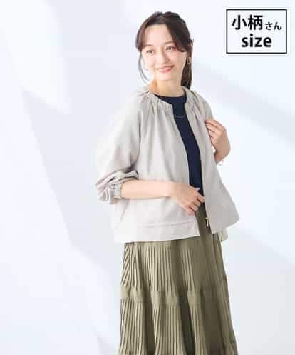 K3JFD02089 a.v.v Elmi 【低身長サイズ/接触冷感/UVカット】リネンライクノーカラージップブルゾン【セットアップ対応/アンチピリング】