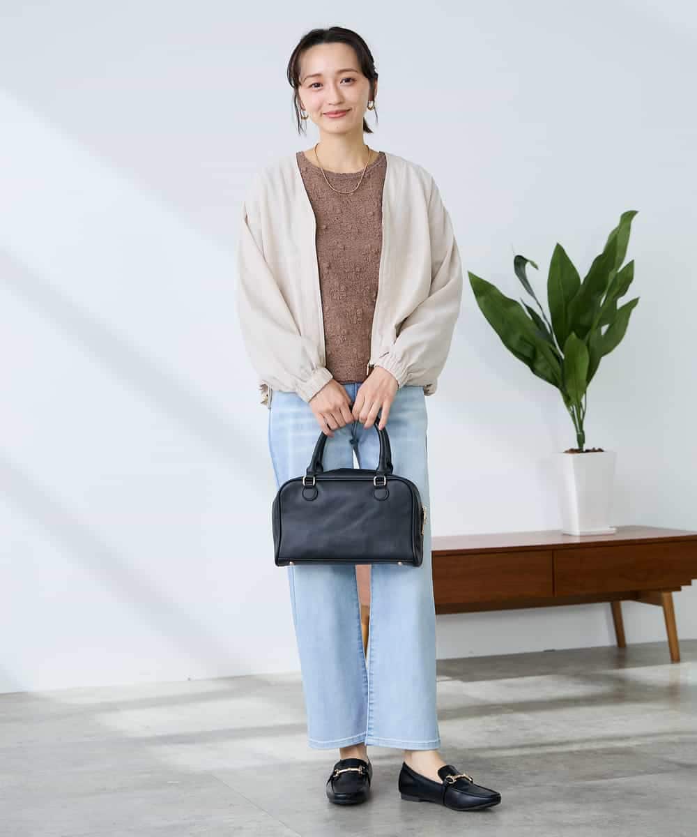 K3JFD12089 a.v.v Elmi(アー・ヴェ・ヴェ) 【低身長サイズ】Vネックシアーブルゾン ベージュ