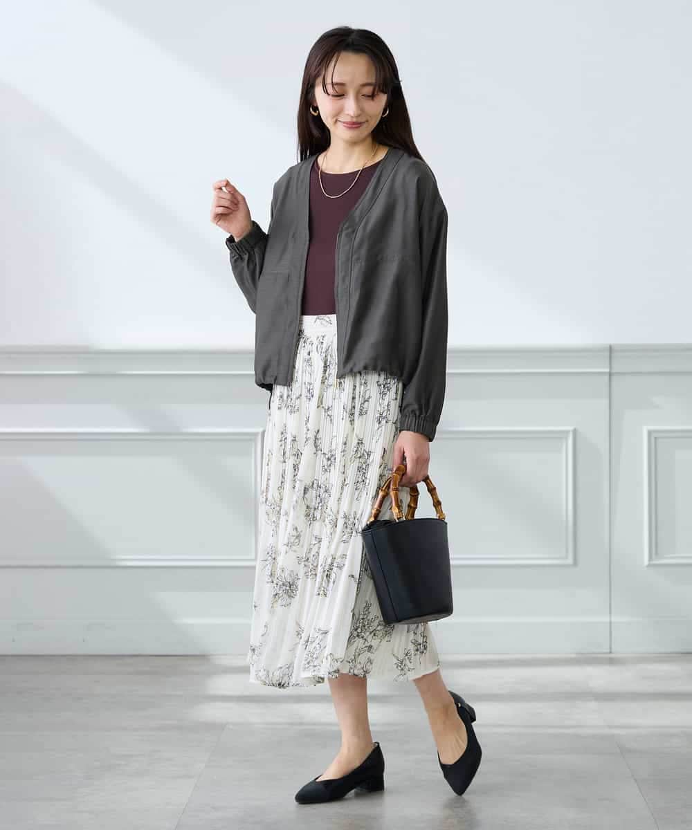 K3JFD12089 a.v.v Elmi(アー・ヴェ・ヴェ) 【低身長サイズ】Vネックシアーブルゾン ベージュ