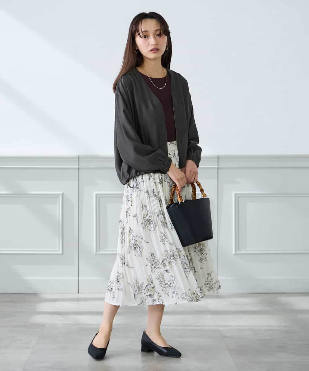 K3JFD12089 a.v.v Elmi(アー・ヴェ・ヴェ) 【低身長サイズ】Vネックシアーブルゾン ベージュ