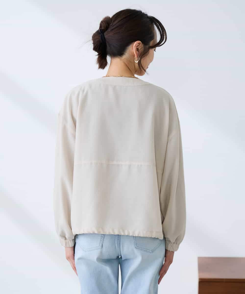 K3JFD12089 a.v.v Elmi(アー・ヴェ・ヴェ) 【低身長サイズ】Vネックシアーブルゾン ベージュ