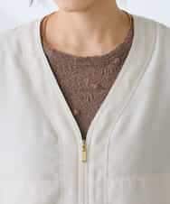 K3JFD12089 a.v.v Elmi(アー・ヴェ・ヴェ) 【低身長サイズ】Vネックシアーブルゾン ベージュ