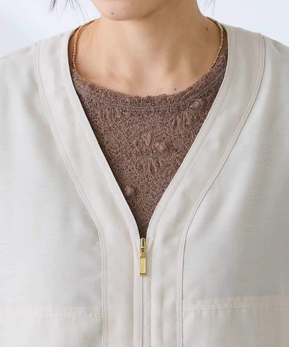 K3JFD12089 a.v.v Elmi(アー・ヴェ・ヴェ) 【低身長サイズ】Vネックシアーブルゾン ベージュ