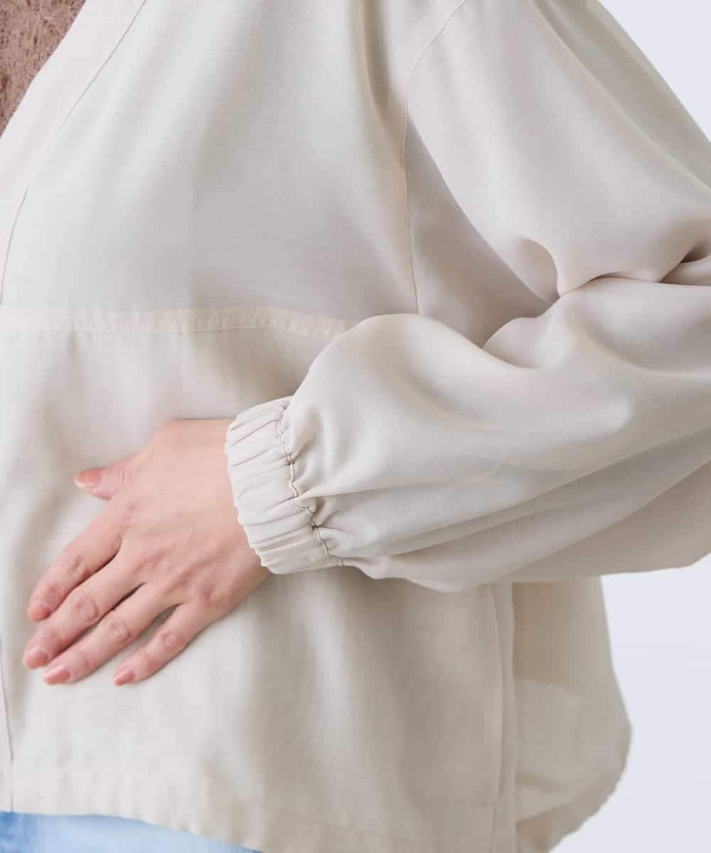 K3JFD12089 a.v.v Elmi(アー・ヴェ・ヴェ) 【低身長サイズ】Vネックシアーブルゾン ベージュ