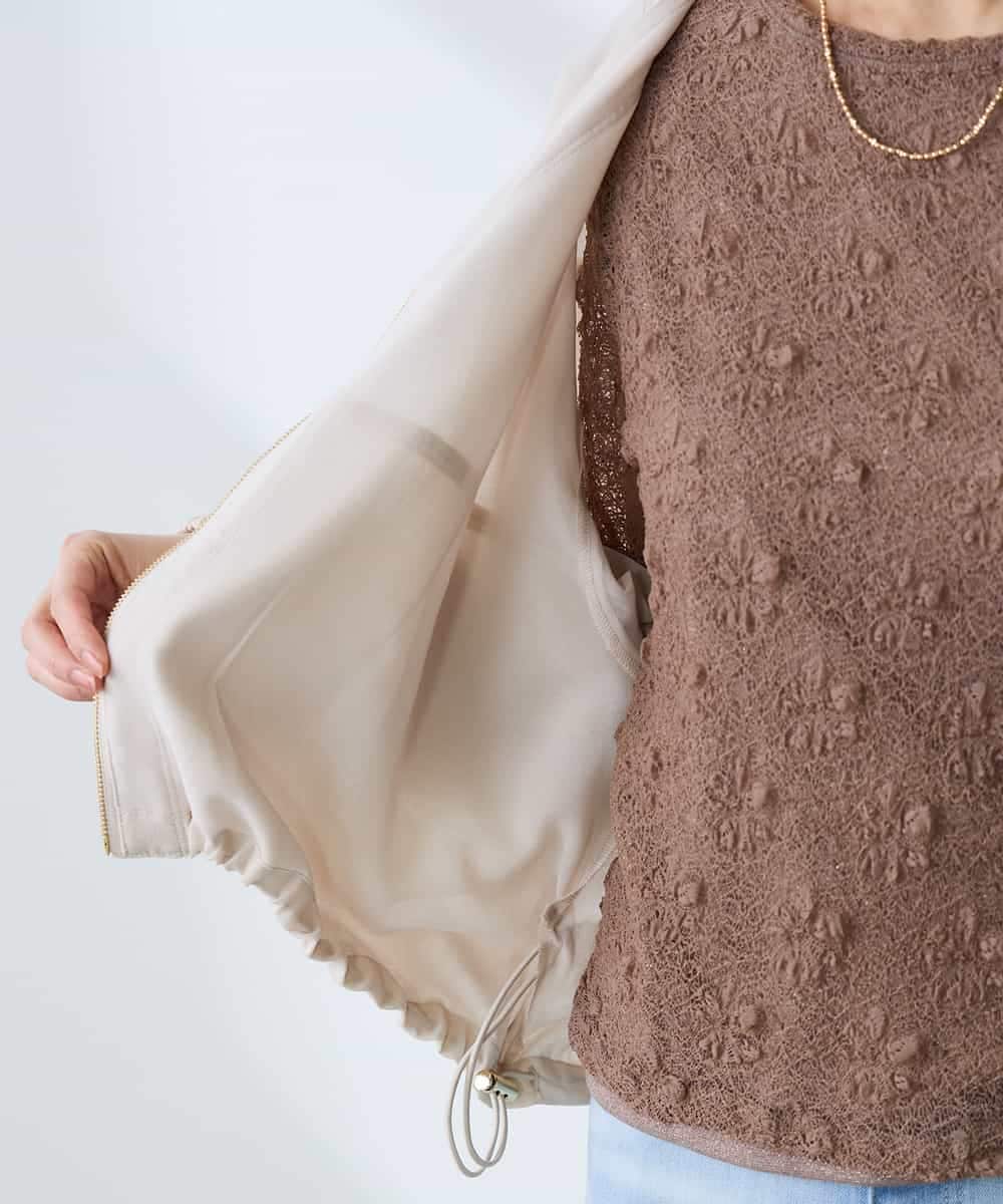 K3JFD12089 a.v.v Elmi(アー・ヴェ・ヴェ) 【低身長サイズ】Vネックシアーブルゾン ベージュ