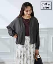 K3JFD12089 a.v.v Elmi(アー・ヴェ・ヴェ) 【低身長サイズ】Vネックシアーブルゾン ダークグレー