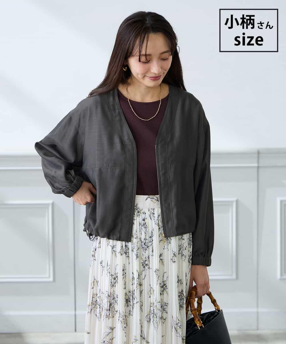 K3JFD12089 a.v.v Elmi(アー・ヴェ・ヴェ) 【低身長サイズ】Vネックシアーブルゾン ダークグレー