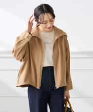 K3JFD13089 a.v.v Elmi(アー・ヴェ・ヴェ) 【低身長サイズ】スタンドカラーセミシアーブルゾン ベージュ