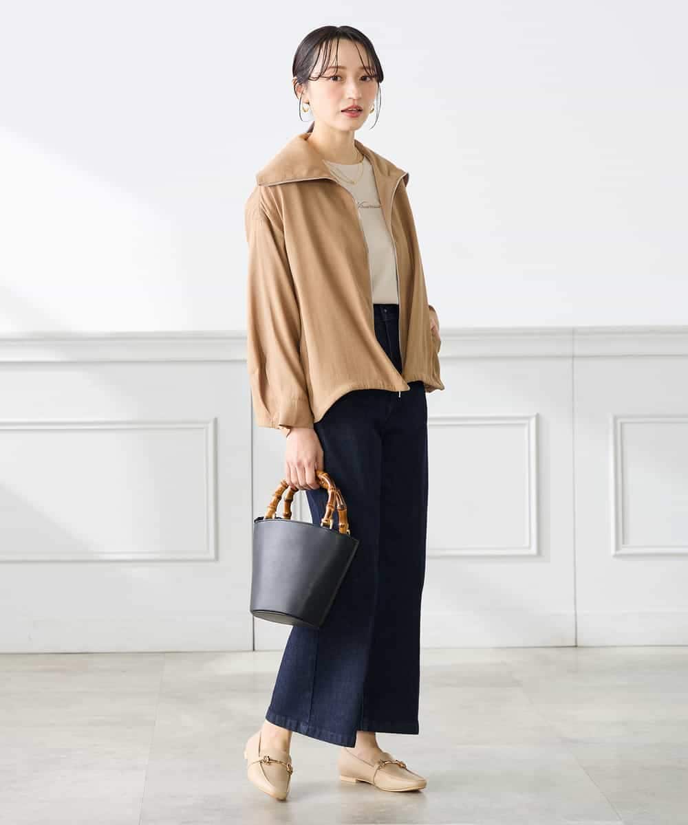 K3JFD13089 a.v.v Elmi(アー・ヴェ・ヴェ) 【低身長サイズ】スタンドカラーセミシアーブルゾン ベージュ