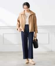 K3JFD13089 a.v.v Elmi(アー・ヴェ・ヴェ) 【低身長サイズ】スタンドカラーセミシアーブルゾン ベージュ