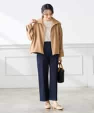 K3JFD13089 a.v.v Elmi(アー・ヴェ・ヴェ) 【低身長サイズ】スタンドカラーセミシアーブルゾン ベージュ