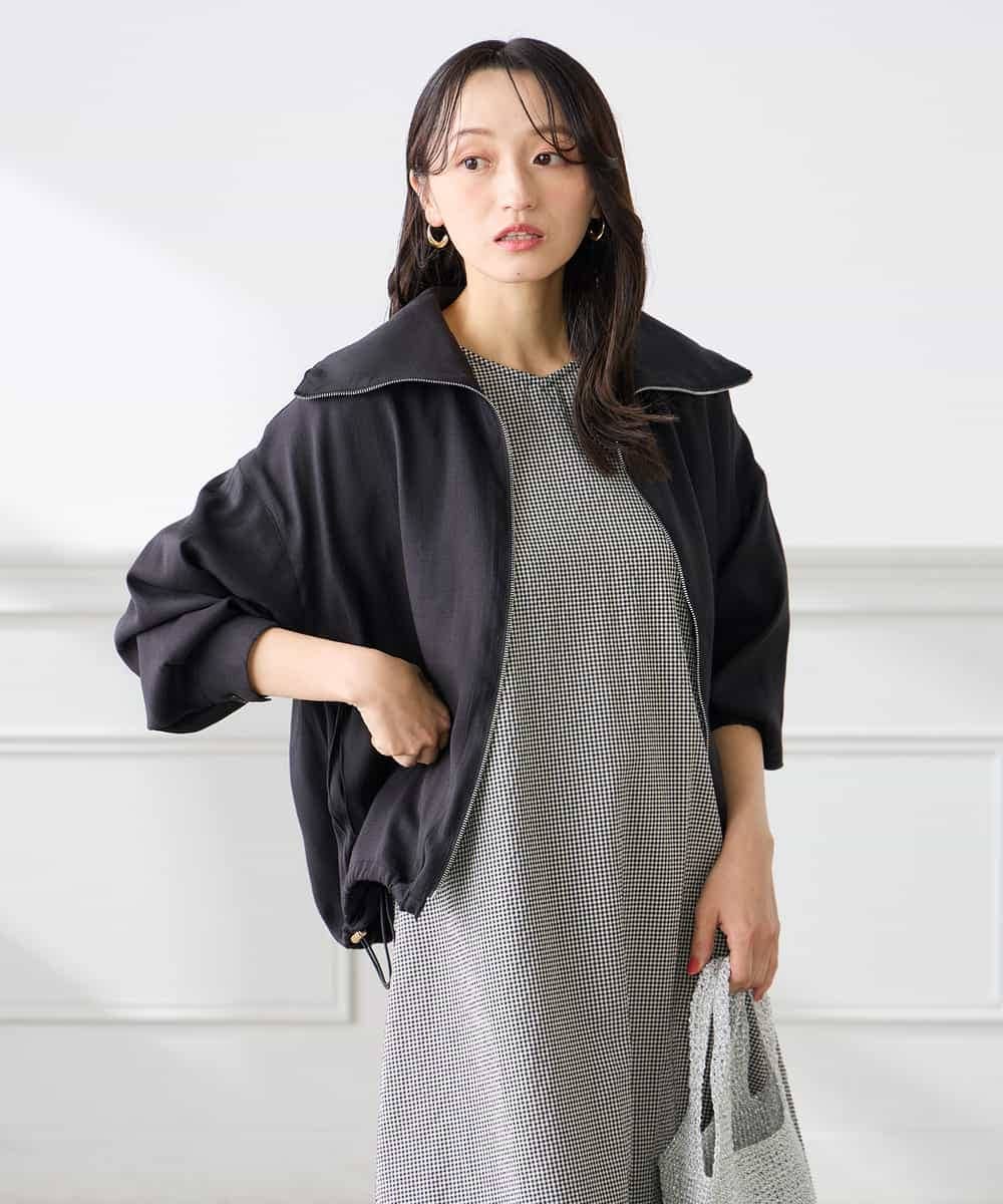 K3JFD13089 a.v.v Elmi(アー・ヴェ・ヴェ) 【低身長サイズ】スタンドカラーセミシアーブルゾン ベージュ