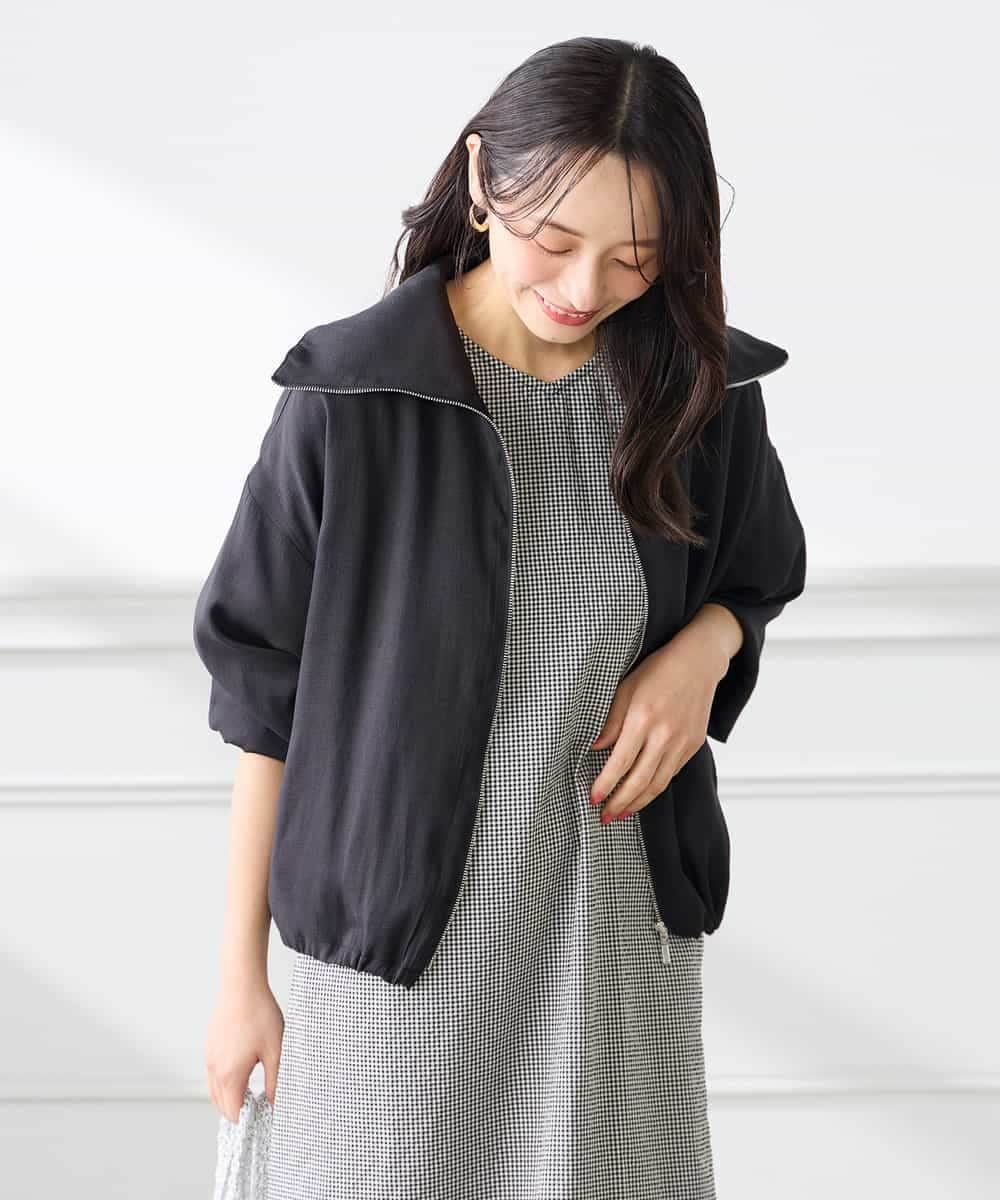 K3JFD13089 a.v.v Elmi(アー・ヴェ・ヴェ) 【低身長サイズ】スタンドカラーセミシアーブルゾン ベージュ