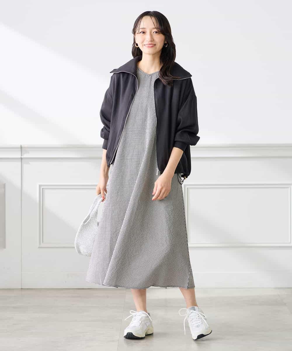 K3JFD13089 a.v.v Elmi(アー・ヴェ・ヴェ) 【低身長サイズ】スタンドカラーセミシアーブルゾン ベージュ