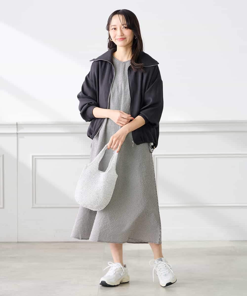 K3JFD13089 a.v.v Elmi(アー・ヴェ・ヴェ) 【低身長サイズ】スタンドカラーセミシアーブルゾン ベージュ