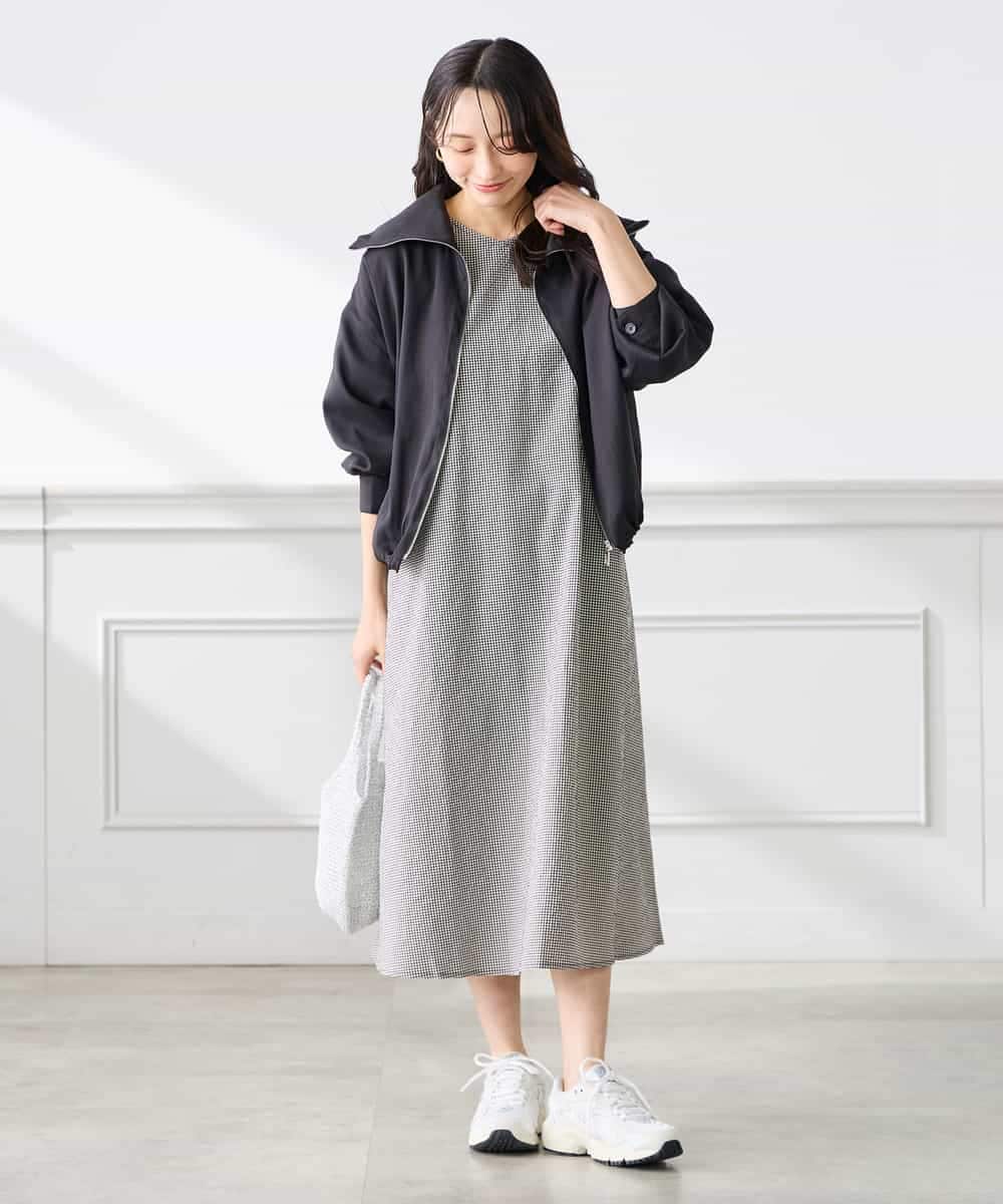 K3JFD13089 a.v.v Elmi(アー・ヴェ・ヴェ) 【低身長サイズ】スタンドカラーセミシアーブルゾン ベージュ