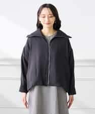 K3JFD13089 a.v.v Elmi(アー・ヴェ・ヴェ) 【低身長サイズ】スタンドカラーセミシアーブルゾン ベージュ