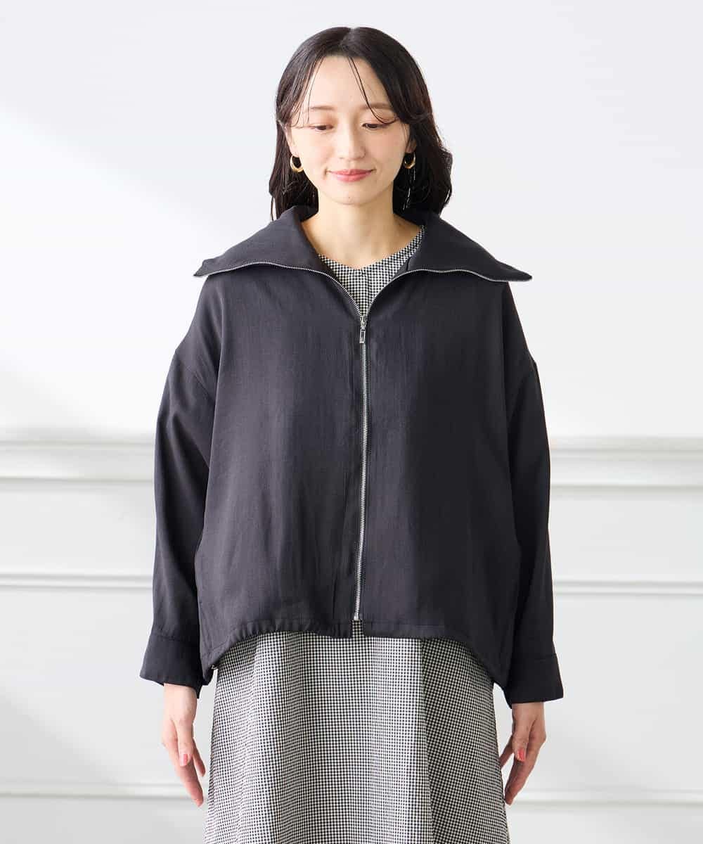 K3JFD13089 a.v.v Elmi(アー・ヴェ・ヴェ) 【低身長サイズ】スタンドカラーセミシアーブルゾン ベージュ