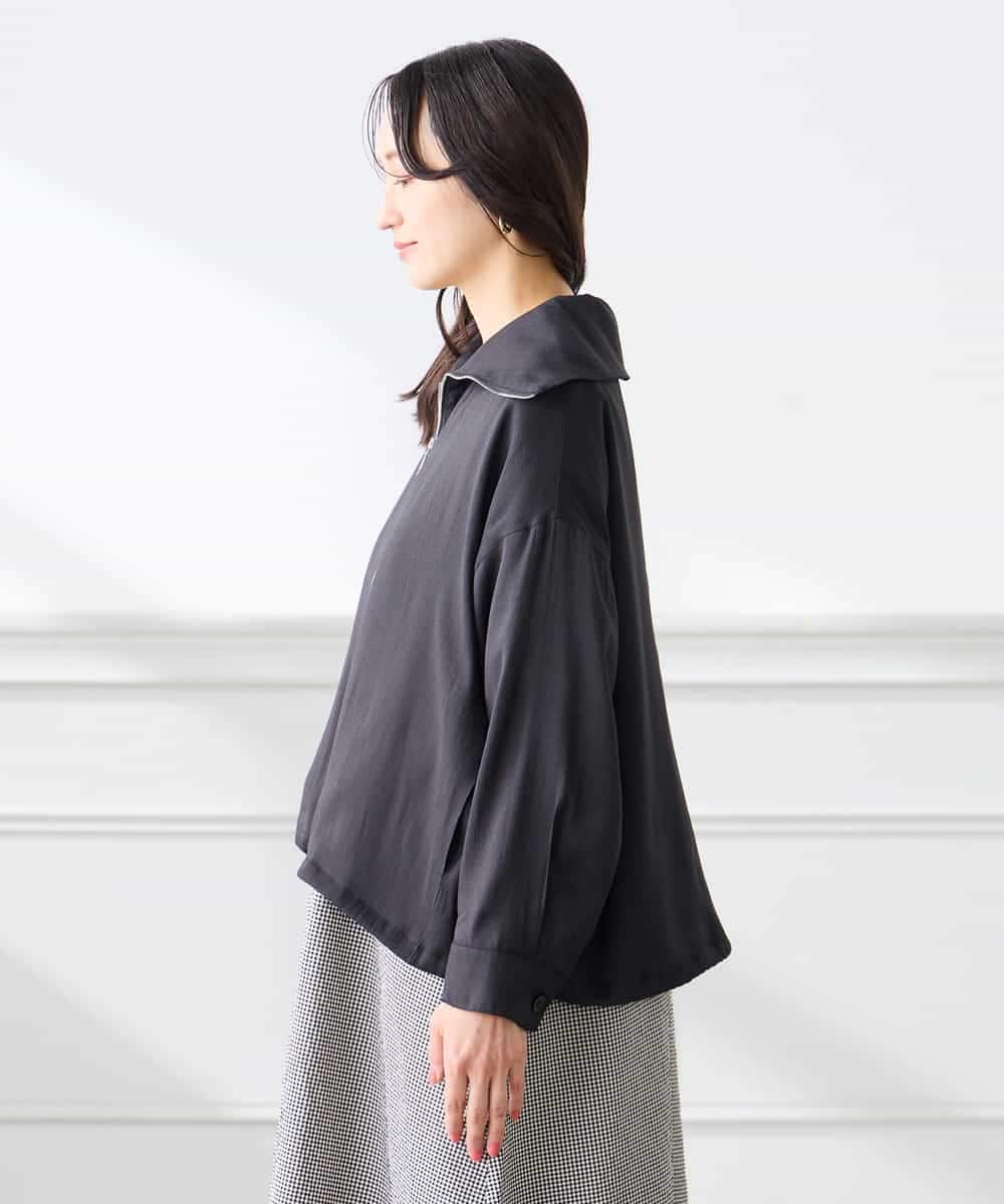 K3JFD13089 a.v.v Elmi(アー・ヴェ・ヴェ) 【低身長サイズ】スタンドカラーセミシアーブルゾン ベージュ