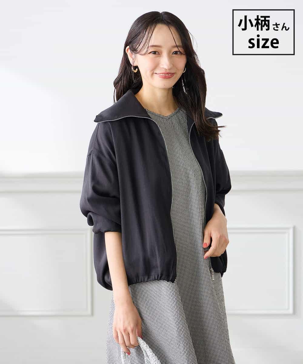 K3JFD13089 a.v.v Elmi(アー・ヴェ・ヴェ) 【低身長サイズ】スタンドカラーセミシアーブルゾン ブラック