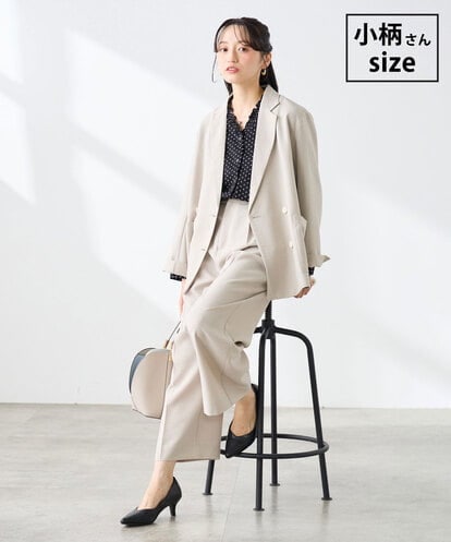 K3JGD05109 a.v.v Elmi 【低身長サイズ/接触冷感/UVカット】リネンライクダブルブレストジャケット【セットアップ対応/アンチピリング】