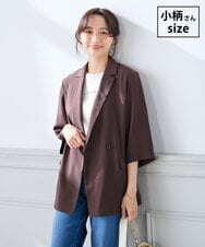 K3JGD06089 a.v.v Elmi(アー・ヴェ・ヴェ) 【低身長サイズ】ハーフスリーブダブルジャケット［接触冷感/速乾/UVカット/イージーケア］ ブラウン