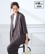 K3JGD06089 a.v.v Elmi(アー・ヴェ・ヴェ) 【低身長サイズ】ハーフスリーブダブルジャケット［接触冷感/速乾/UVカット/イージーケア］ ダークグレー