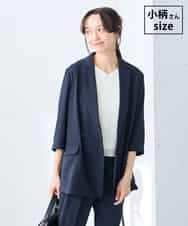 K3JGD06089 a.v.v Elmi(アー・ヴェ・ヴェ) 【低身長サイズ】ハーフスリーブダブルジャケット［接触冷感/速乾/UVカット/イージーケア］ ネイビー