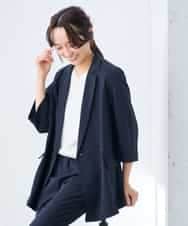 K3JGD06089 a.v.v Elmi(アー・ヴェ・ヴェ) 【低身長サイズ】ハーフスリーブダブルジャケット［接触冷感/速乾/UVカット/イージーケア］ ネイビー