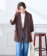 K3JGD06089 a.v.v Elmi(アー・ヴェ・ヴェ) 【低身長サイズ】ハーフスリーブダブルジャケット［接触冷感/速乾/UVカット/イージーケア］ ネイビー