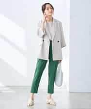 K3JGD06089 a.v.v Elmi(アー・ヴェ・ヴェ) 【低身長サイズ】ハーフスリーブダブルジャケット［接触冷感/速乾/UVカット/イージーケア］ ネイビー